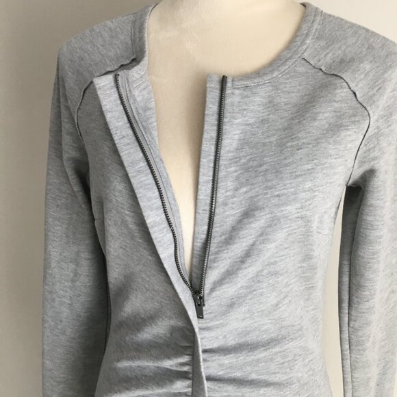 REISS Gray ASTRID Ruching Long Sleeve Hidden Zipper Dress - Picture 12 of 16